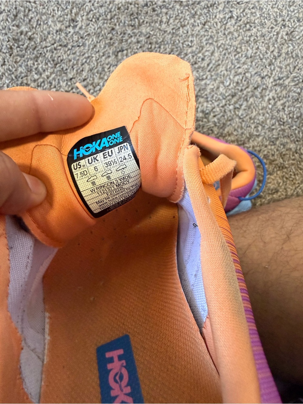 Hoka rincon 3 size 7.5D women’s Orange, Blue & Purple Athletic Sneakers - Picture 7 of 7